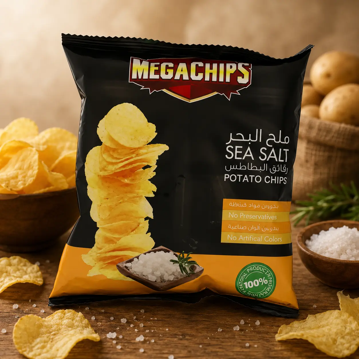 رقائق بطاطس بملح البحر من ميجا تشيبس