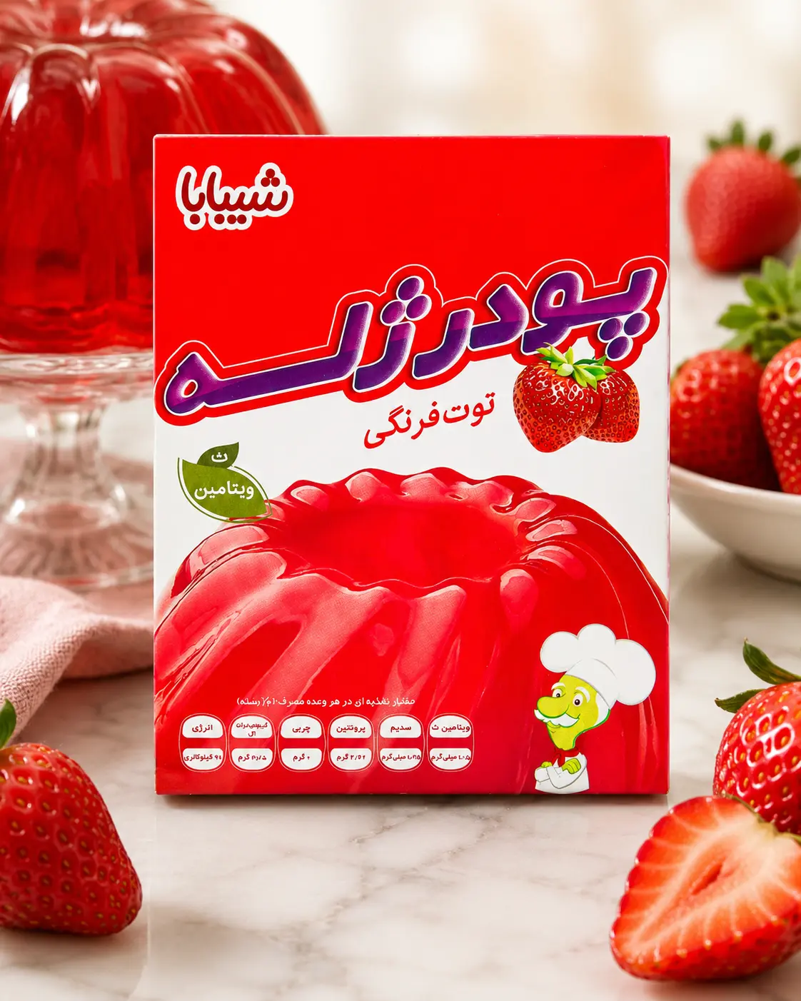 بودرة جيلي بنكهة الفراولة من شيبابا، 100 جرام
